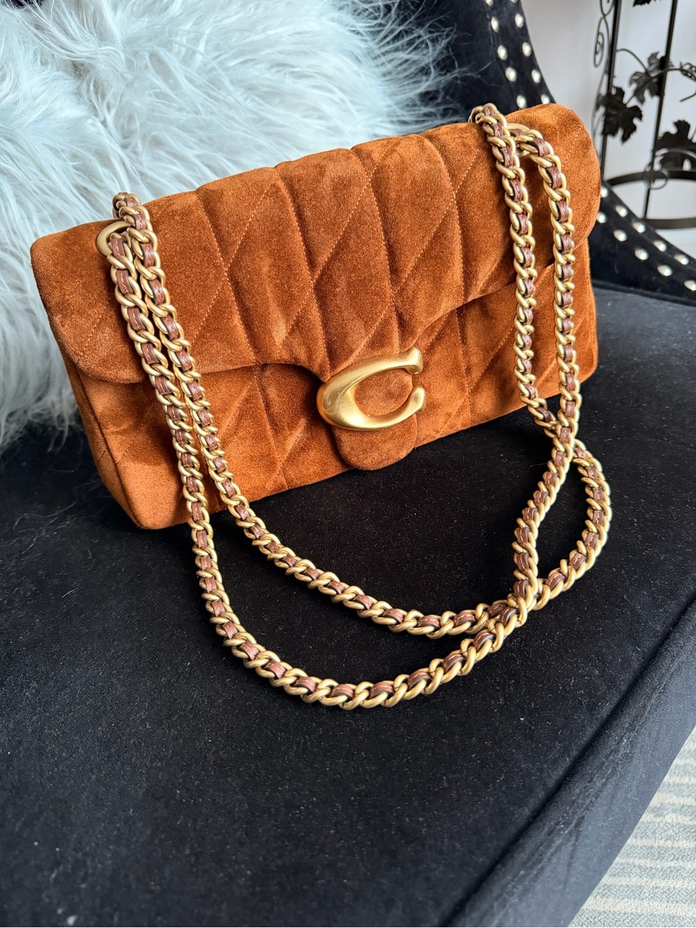 Coach Tabby 26 Shoulder Bag, Quilted Suede in Warm Brown with Gold Hardware - Picture 4 of 10